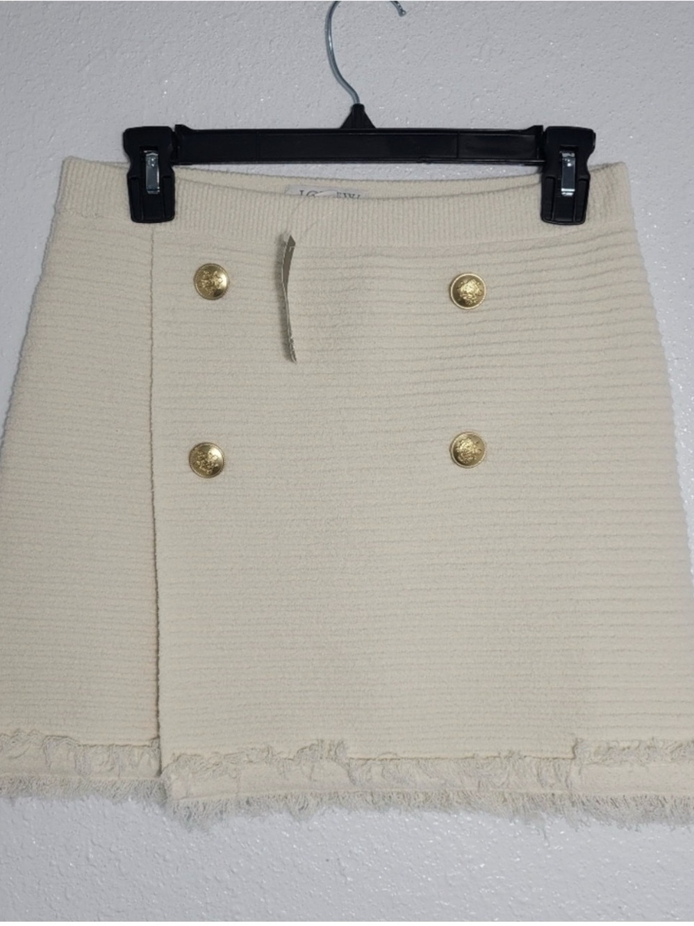 J. Crew Cream Tweed Mini Skirt with Gold Buttons - Picture 5 of 5